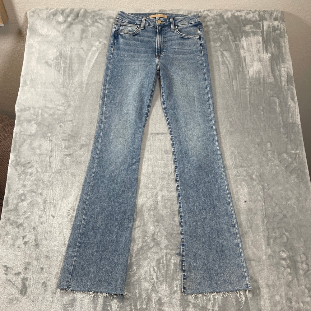 Joes Jeans Size 27 Hi Rise Honey Curvy Bootcut Medium Wash Raw Hem Denim